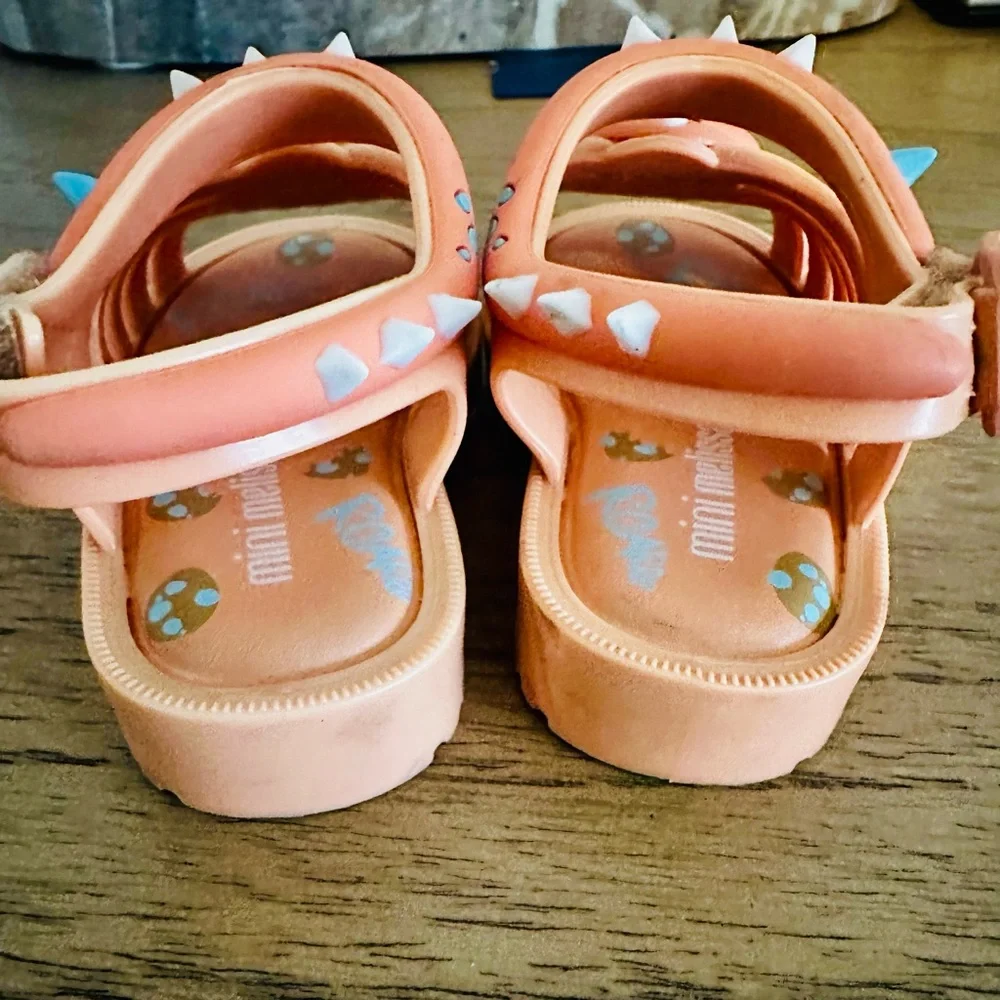 Mini Melissa | Francxs Dino Baby Orange Pink Coral Sandals | size 6